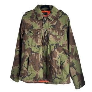 Abercrombie & Fitch Green Camo Jacket Mens Large Military Hunting Orange Quilted